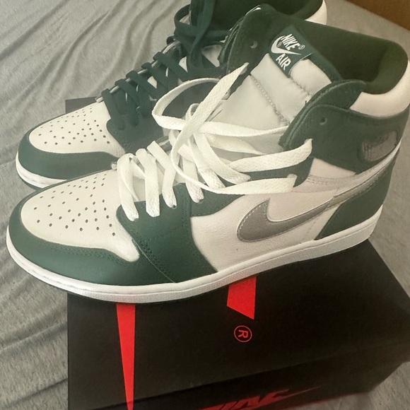 Jordan Forest Green and White Sneakers